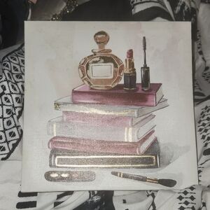 Fashion Makeup and Books Canvas Art